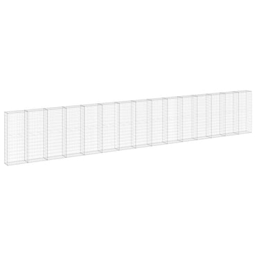 vidaXL Gabionenwand mit Abdeckung Verzinkter Stahl 900x30x150 cm