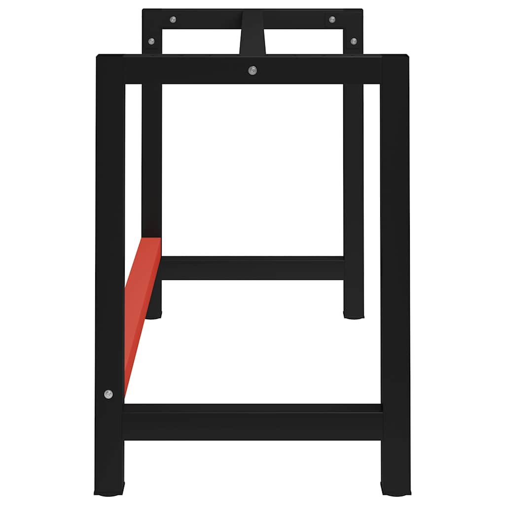 vidaXL Werkbankgestell Metall 120x57x79 cm Schwarz und Rot