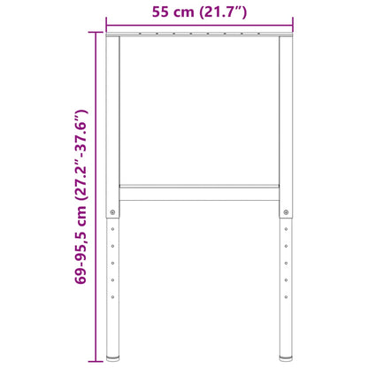vidaXL Werkbankgestell Verstellbar 2 Stk. Metall 55x(69-95,5) cm Grau