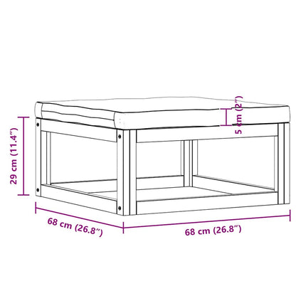 Fußhocker mit Cremeweißem Polster Akazie Massivholz