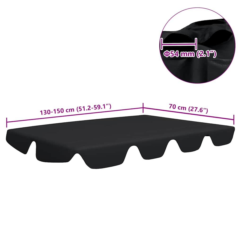 Ersatzdach für Hollywoodschaukel Schwarz 150/130x105/70 cm