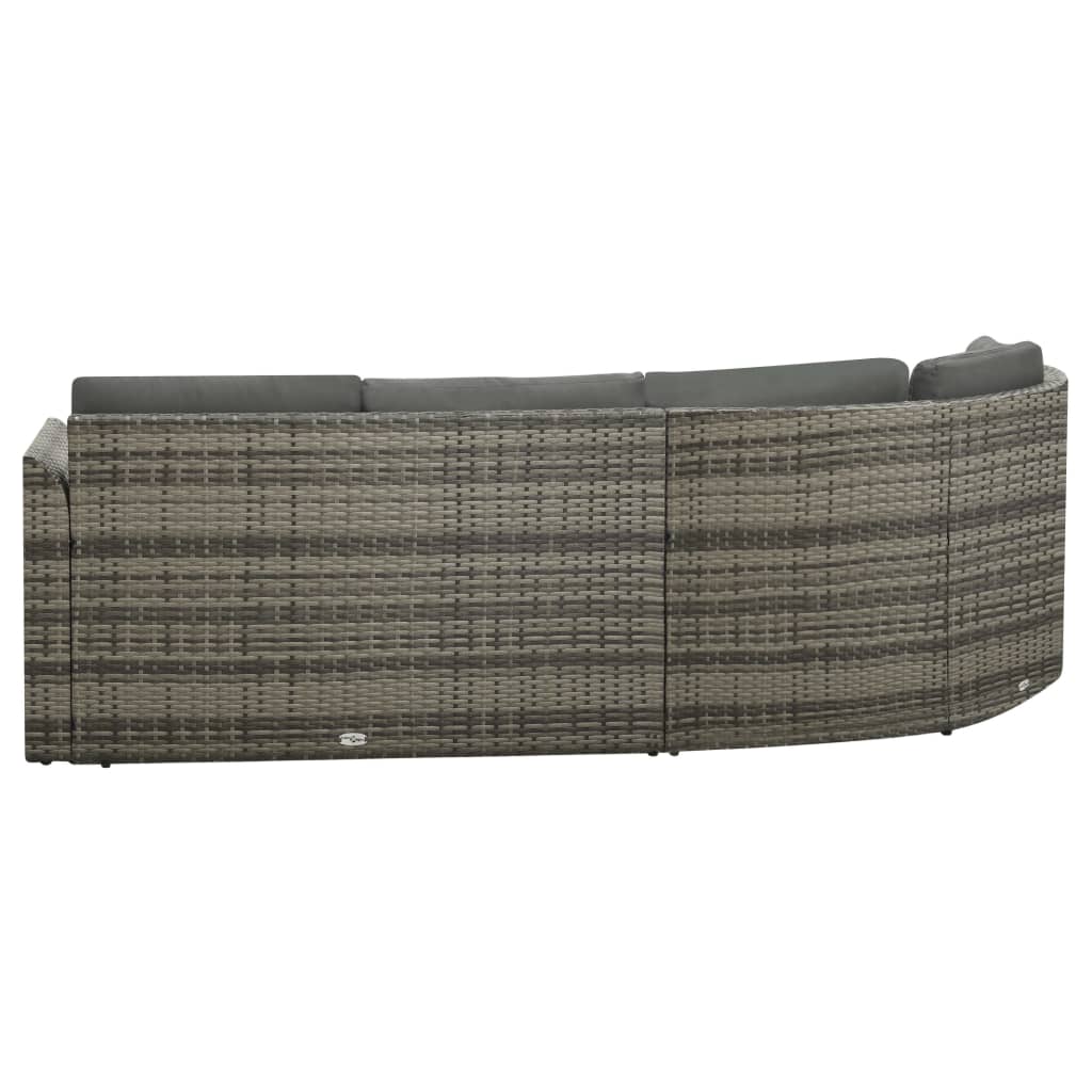 vidaXL 4-tlg. Garten-Lounge-Set mit Auflagen Poly Rattan Grau