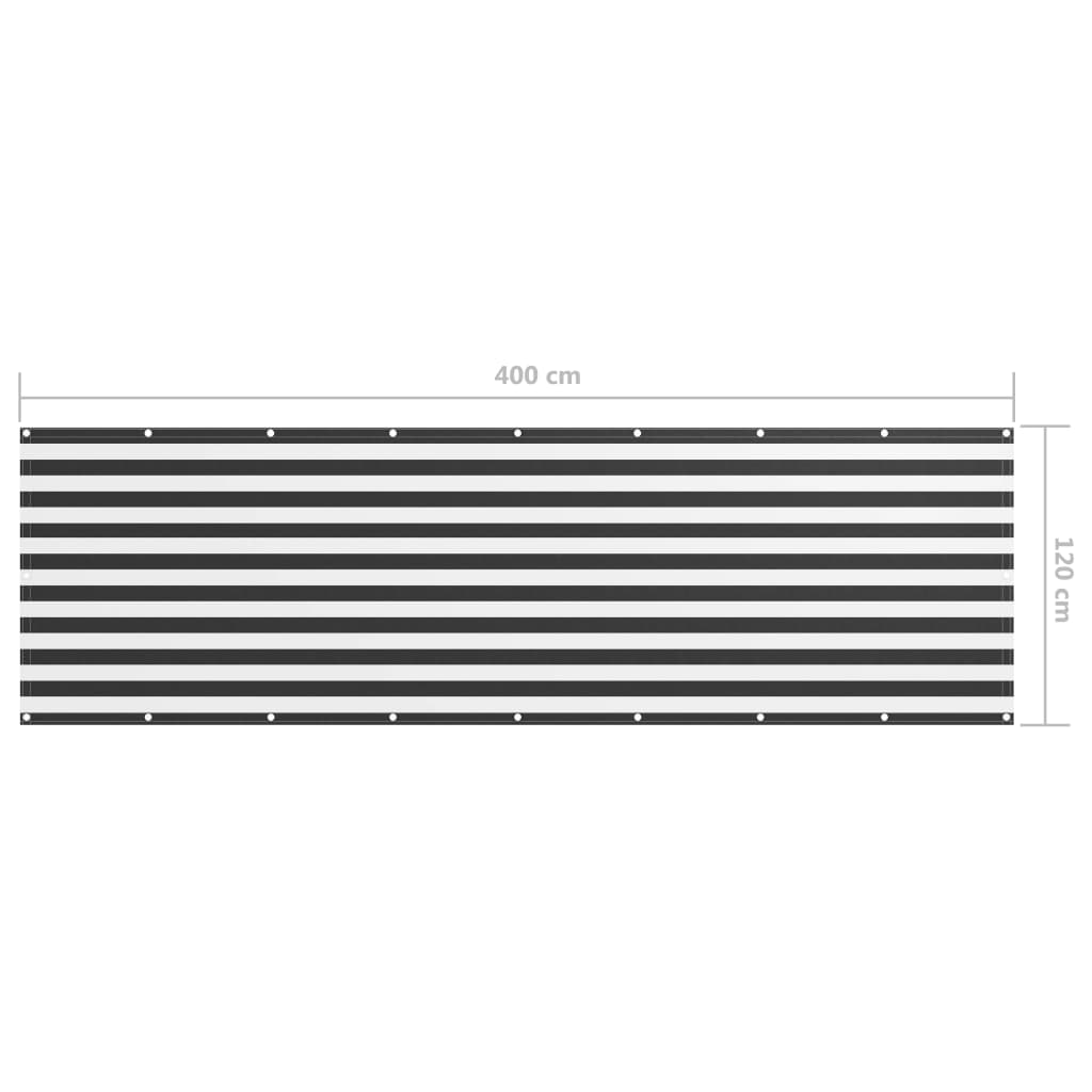 vidaXL Balkon-Sichtschutz Anthrazit und Weiß 120x400 cm Oxford-Gewebe