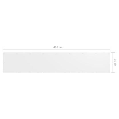 vidaXL Balkon-Sichtschutz Weiß 75x400 cm Oxford-Gewebe