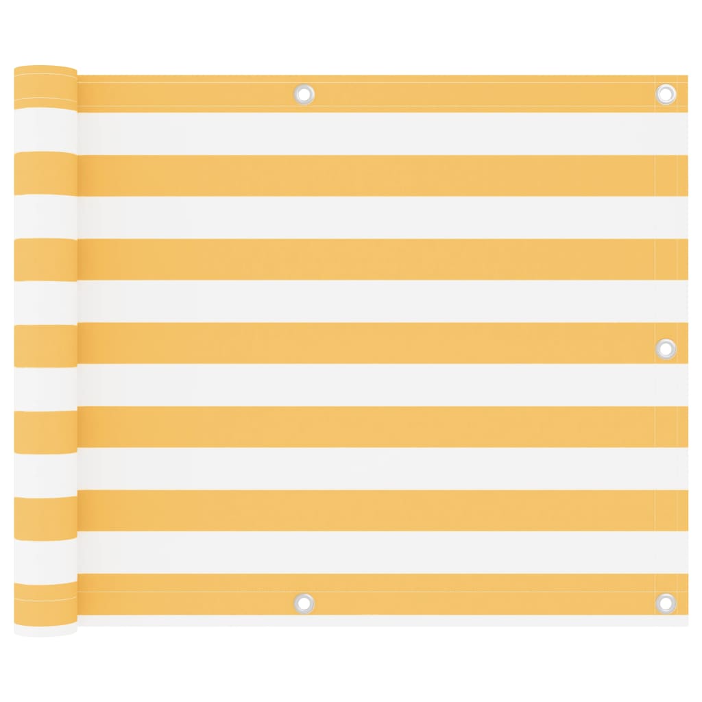 vidaXL Brise-vue de balcon blanc et jaune 75x300 cm en tissu Oxford