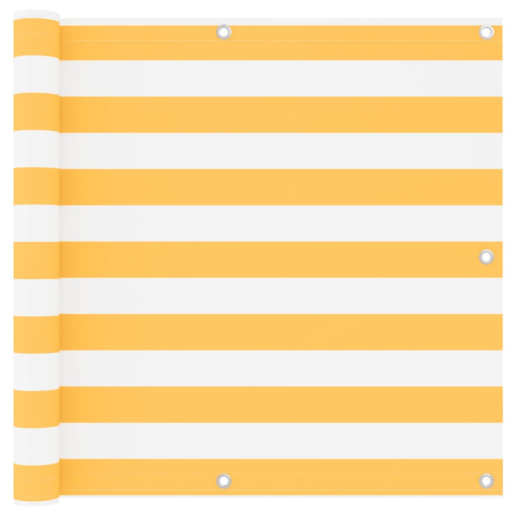 vidaXL Brise-vue de balcon blanc et jaune 90x400 cm en tissu Oxford