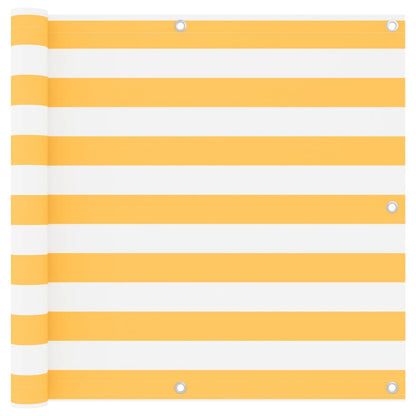 vidaXL Brise-vue de balcon blanc et jaune 90x400 cm en tissu Oxford
