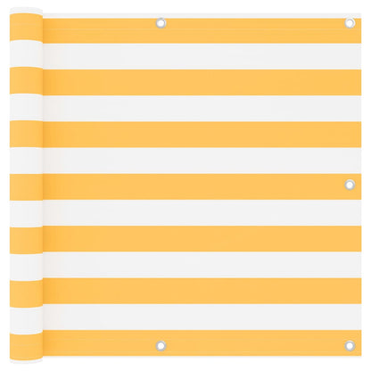 vidaXL Brise-vue de balcon Blanc et jaune 90x600 cm Tissu Oxford
