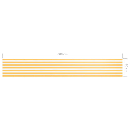 vidaXL Brise-vue de balcon Blanc et jaune 90x600 cm Tissu Oxford