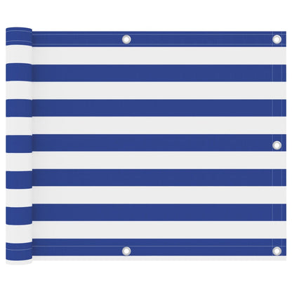 vidaXL Brise-vue de balcon blanc et bleu 75x500 cm en tissu Oxford