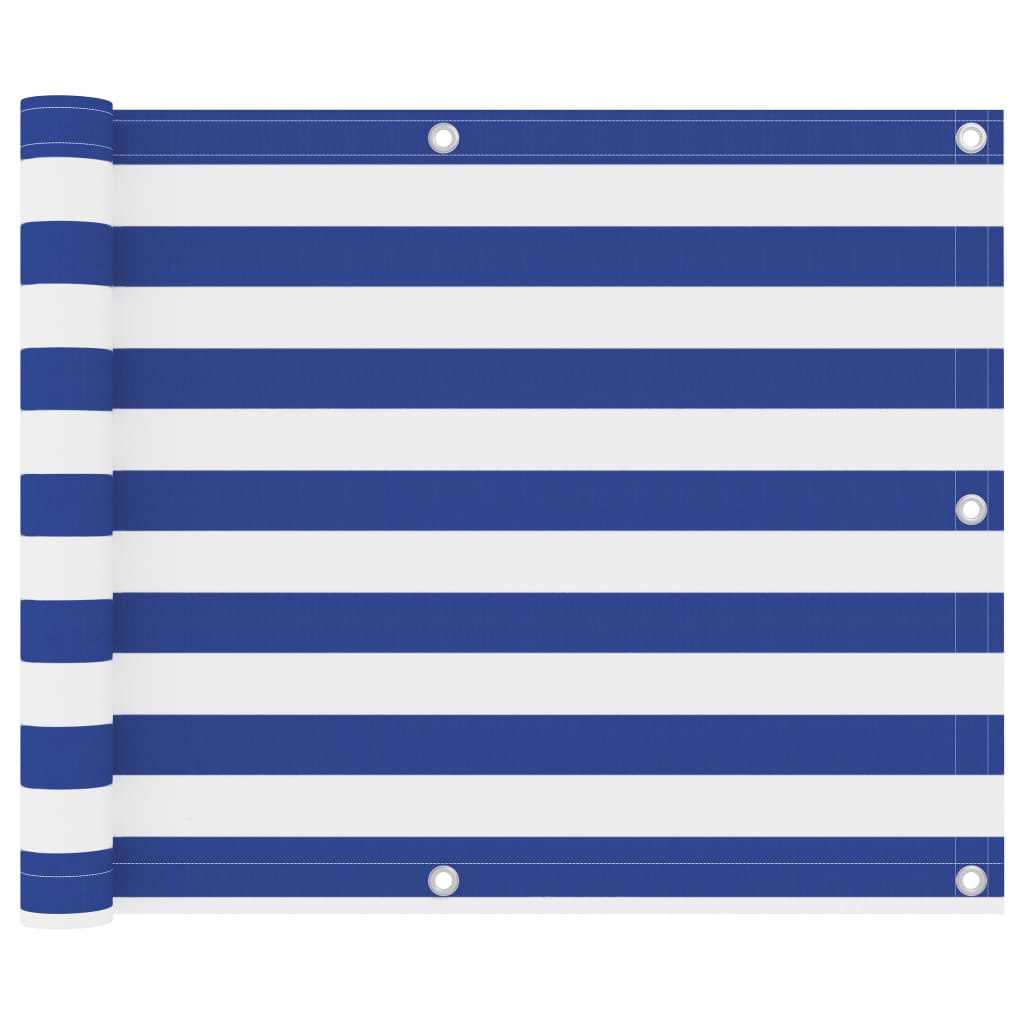 vidaXL Balkon-Sichtschutz Weiß und Blau 75x600 cm Oxford-Gewebe