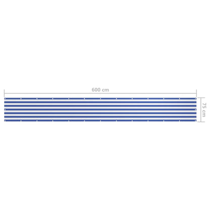 vidaXL Balkon-Sichtschutz Weiß und Blau 75x600 cm Oxford-Gewebe