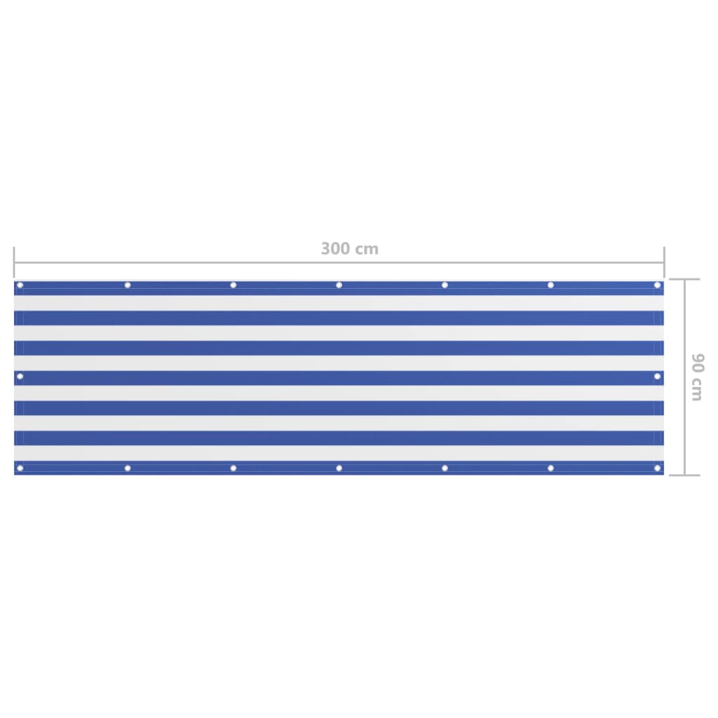 vidaXL Brise-vue de balcon blanc et bleu 90x300 cm tissu Oxford
