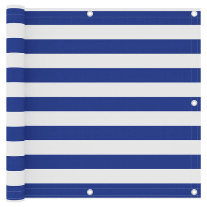 Balkon-Sichtschutz Weiß und Blau 90x400 cm Oxford-Gewebe