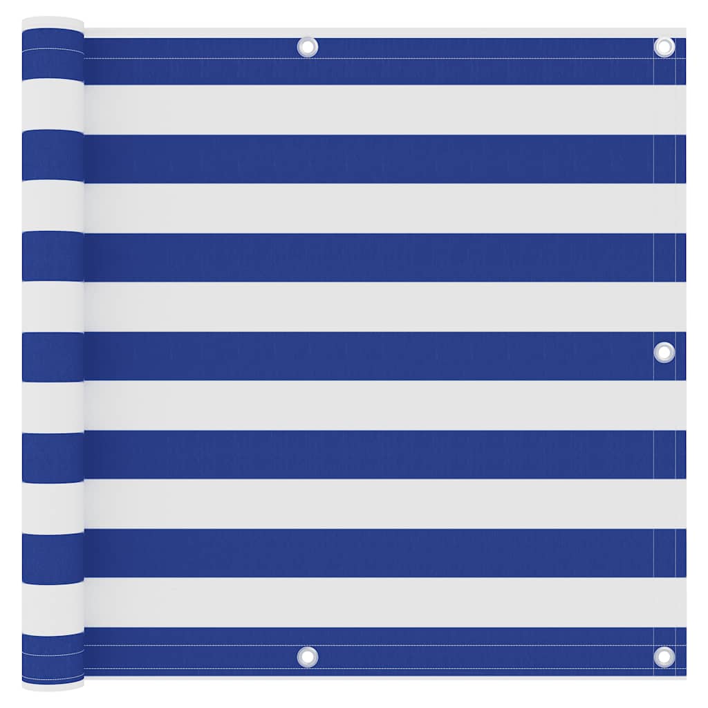 vidaXL Balkon-Sichtschutz Weiß und Blau 90x500 cm Oxford-Gewebe