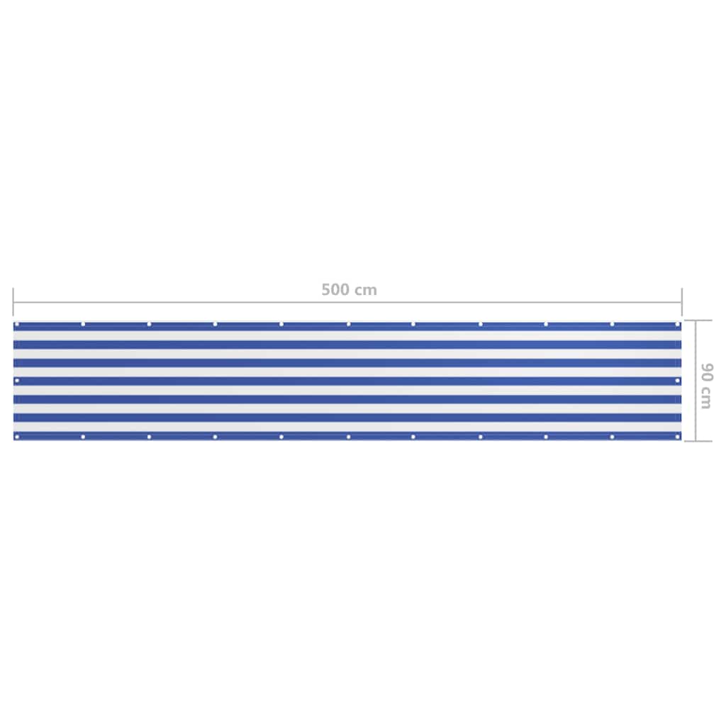vidaXL Balkon-Sichtschutz Weiß und Blau 90x500 cm Oxford-Gewebe