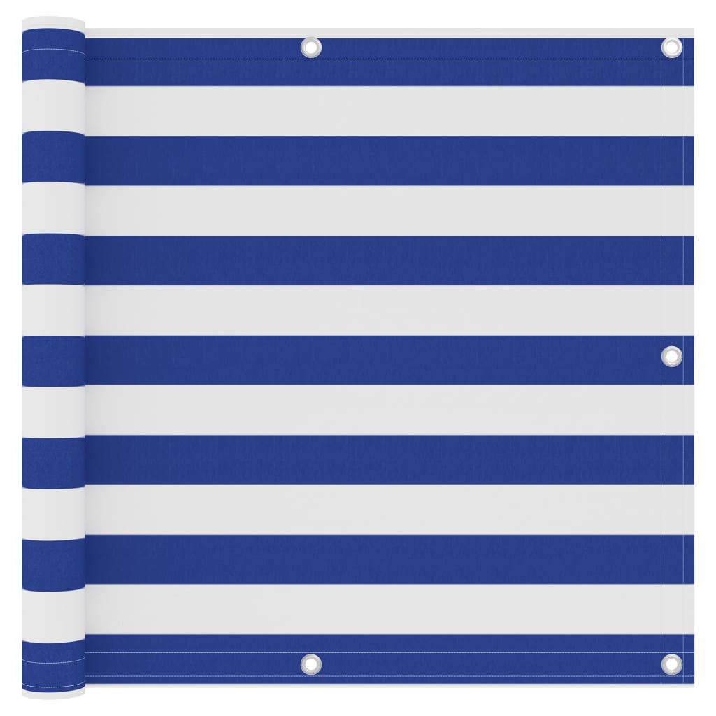 vidaXL Balkon-Sichtschutz Weiß und Blau 90x600 cm Oxford-Gewebe