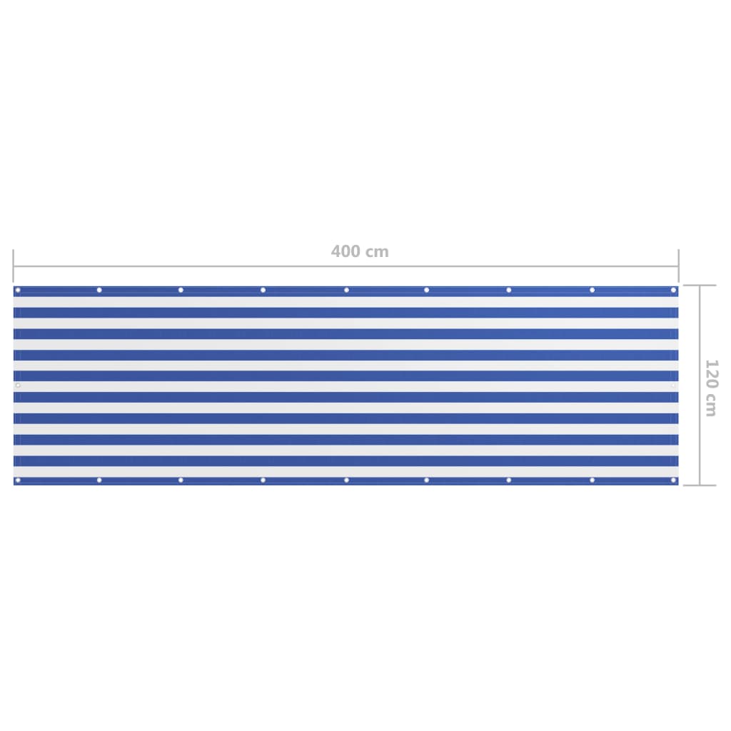vidaXL Brise-vue de balcon Blanc et bleu 120x400 cm Tissu Oxford