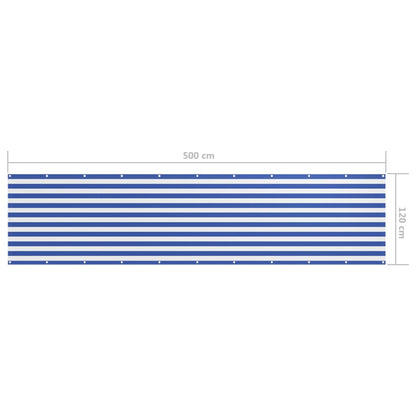 vidaXL Balkon-Sichtschutz Weiß und Blau 120x500 cm Oxford-Gewebe