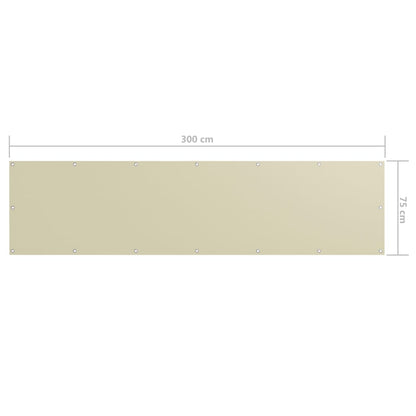 vidaXL Balkon-Sichtschutz Creme 75x300 cm Oxford-Gewebe