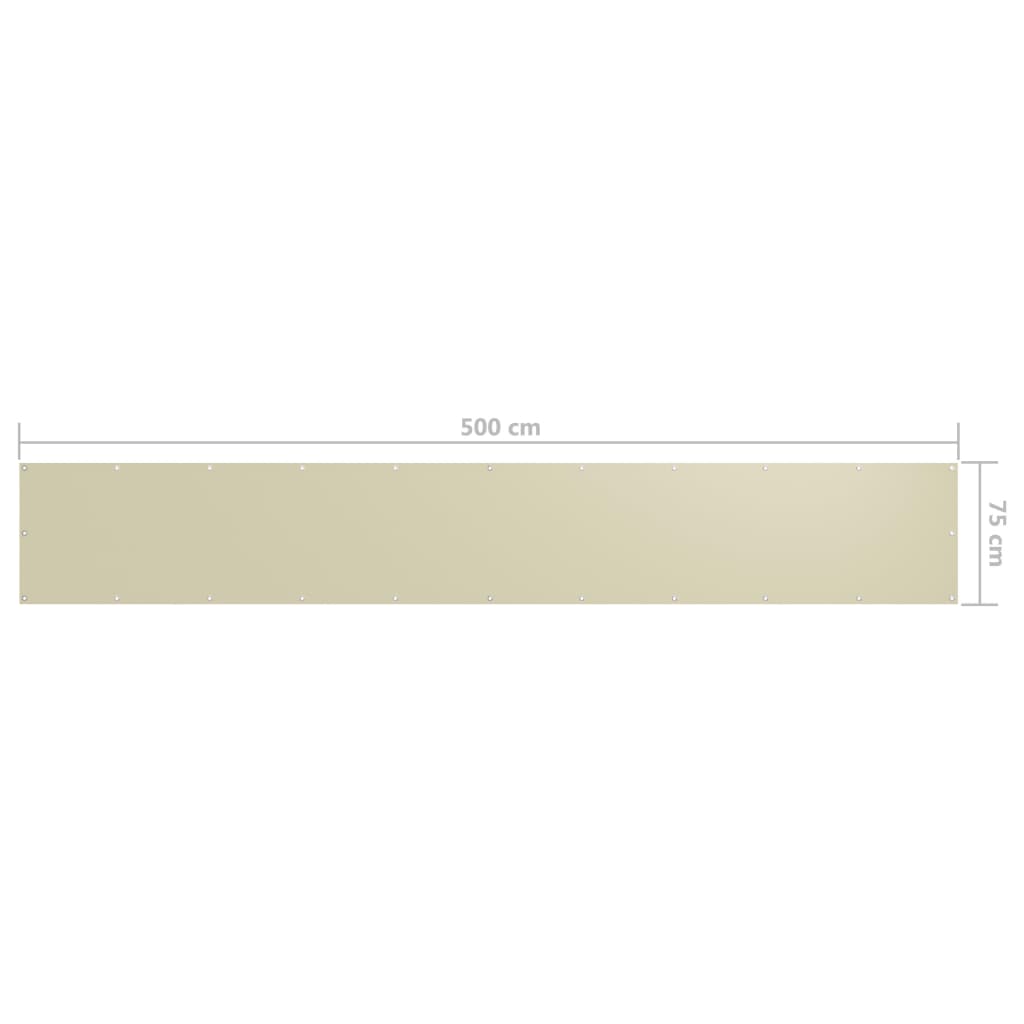 vidaXL Balkon-Sichtschutz Creme 75x500 cm Oxford-Gewebe