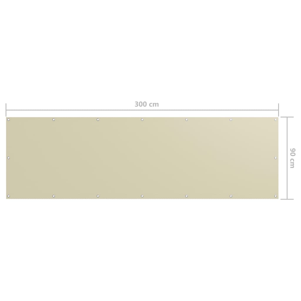 vidaXL Brise-vue de balcon Crème 90x300 cm Tissu Oxford