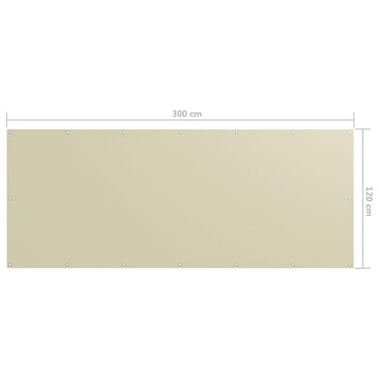 vidaXL Brise-vue de balcon crème 120x300 cm tissu Oxford