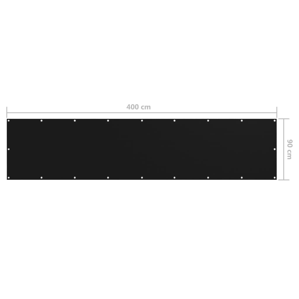 vidaXL Balkon-Sichtschutz Schwarz 90x400 cm Oxford-Gewebe
