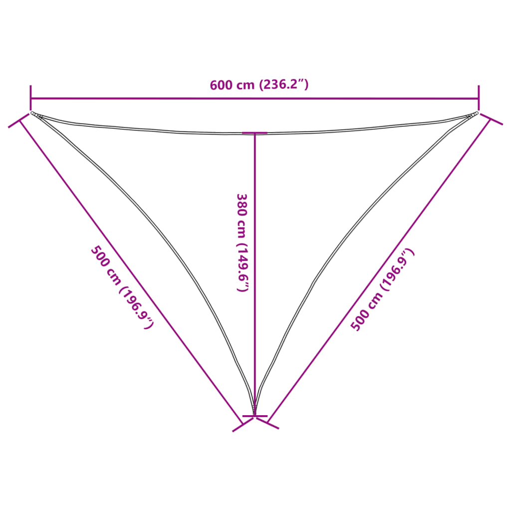 vidaXL Sonnensegel Oxford-Gewebe Dreieckig 5x5x6 m Creme