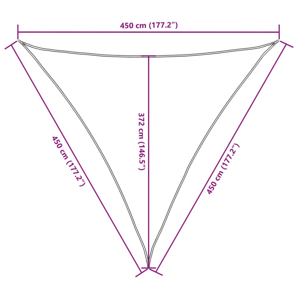 vidaXL Sonnensegel Oxford-Gewebe Dreieckig 4,5x4,5x4,5 m Weiß
