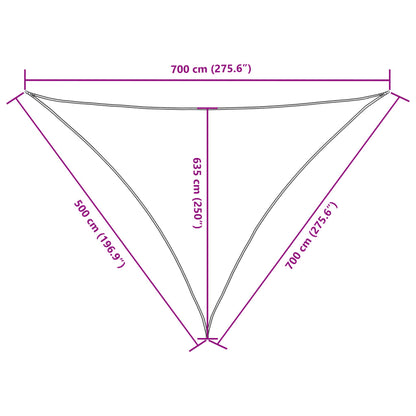 vidaXL Sonnensegel Oxford-Gewebe Dreieckig 5x7x7 m Weiß