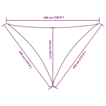 vidaXL Voile d'ombrage en tissu Oxford triangulaire 3,5x3,5x4,9 m rouge