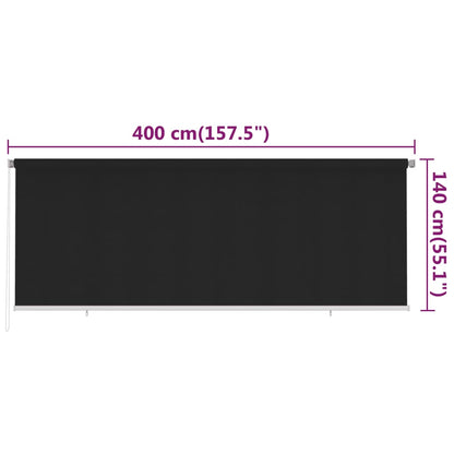 vidaXL Außenrollo 400x140 cm Schwarz HDPE