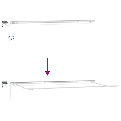 Markisenrahmen mit LED-Lichtleisten Weiß 600 x 350 cm Aluminium