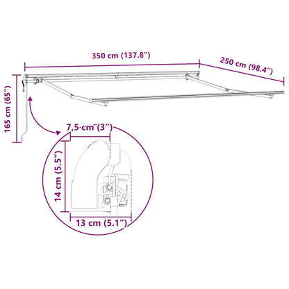 vidaXL Markisenrahmen Weiß 350 x 250 cm Aluminium