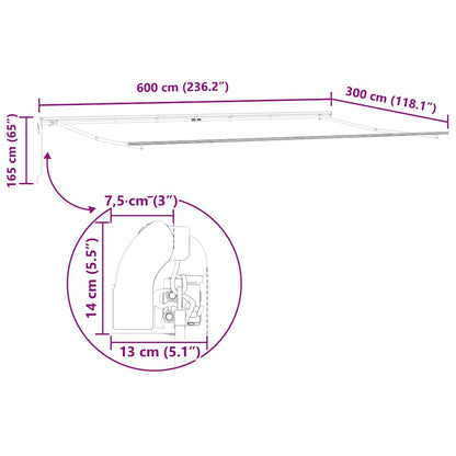 Markisenrahmen Weiß 600 x 300 cm Aluminium