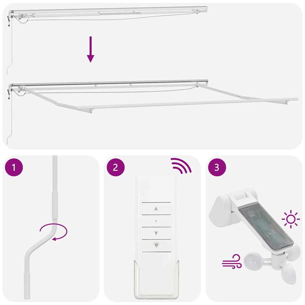 vidaXL Markisenrahmen mit LED-Lichtleisten Weiß 400 x 300 cm Aluminium