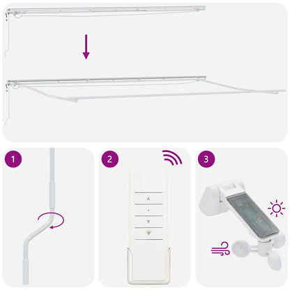 vidaXL Markisenrahmen mit LED-Lichtleisten Weiß 600 x 300 cm Aluminium