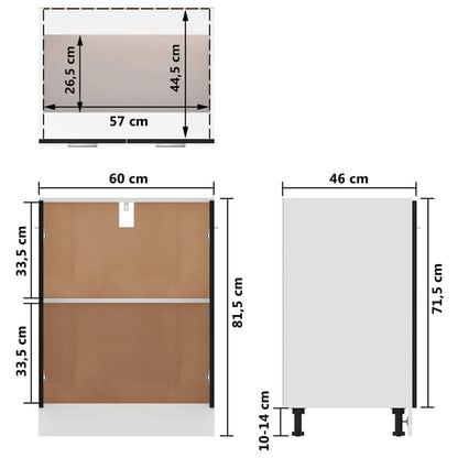 Unterschrank Lyon Schwarz 60x46x81,5 cm Holzwerkstoff