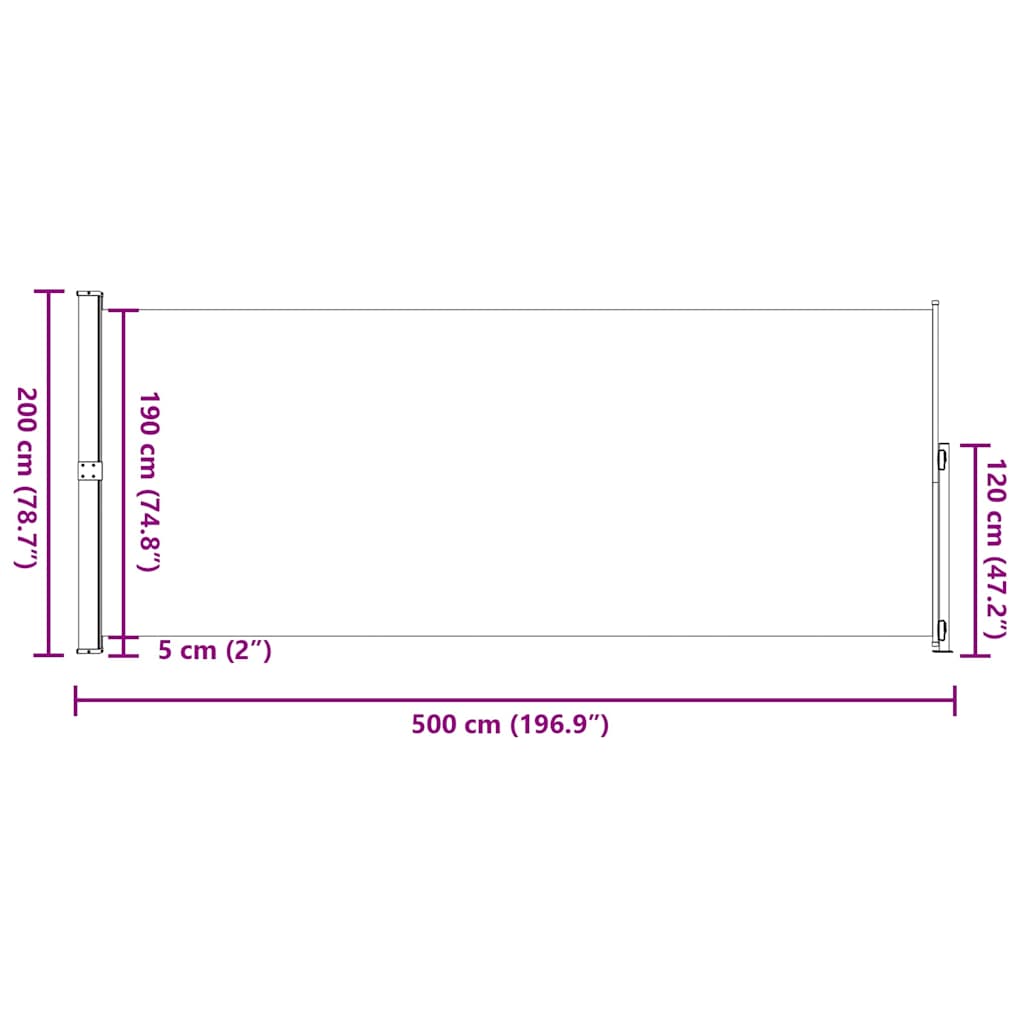 Seitenmarkise Ausziehbar 200x500 cm Creme