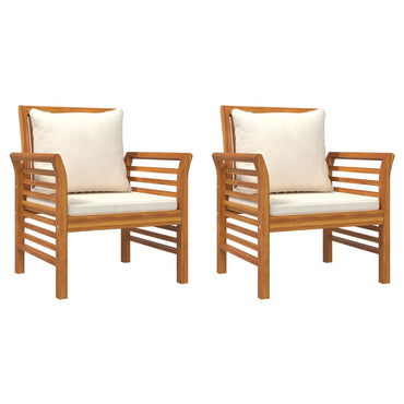 vidaXL Fauteuils de jardin avec coussins crème 2 pcs Bois d'acacia massif