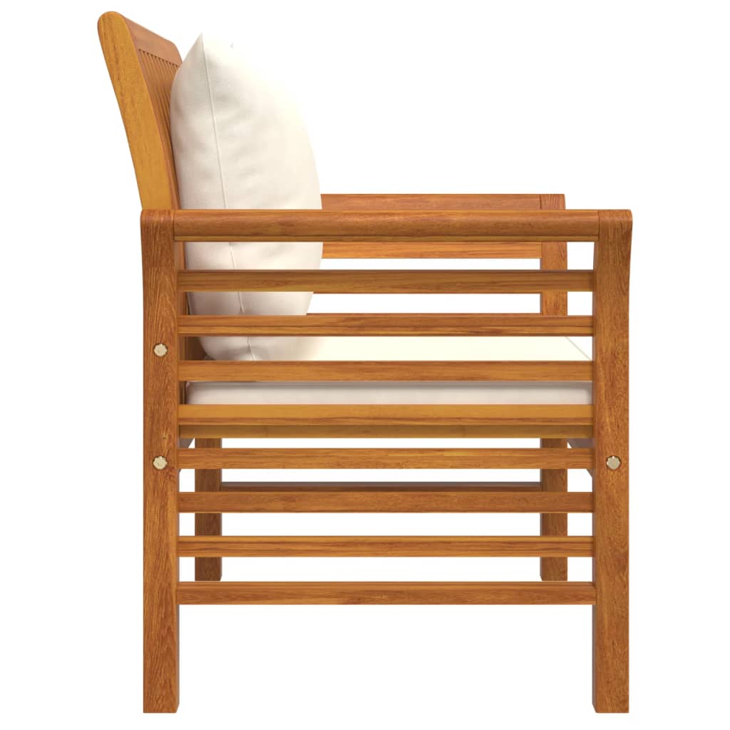 vidaXL Fauteuils de jardin avec coussins crème 2 pcs Bois d'acacia massif