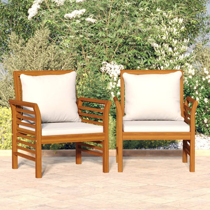 vidaXL Fauteuils de jardin avec coussins crème 2 pcs Bois d'acacia massif