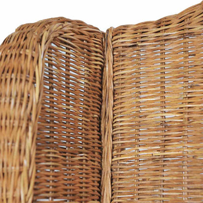 vidaXL Sessel mit Kissen Hellbraun Natürliches Rattan und Leinen