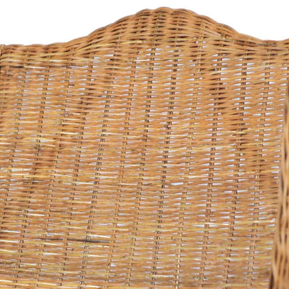 vidaXL Sessel mit Kissen Hellbraun Natürliches Rattan und Leinen