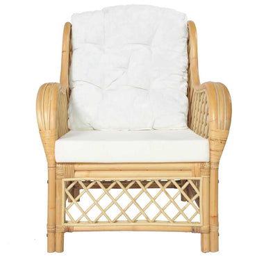 vidaXL Sessel mit Kissen Natürliches Rattan und Leinen