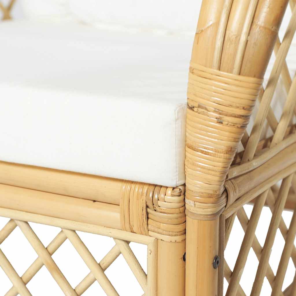 vidaXL Sessel mit Kissen Natürliches Rattan und Leinen