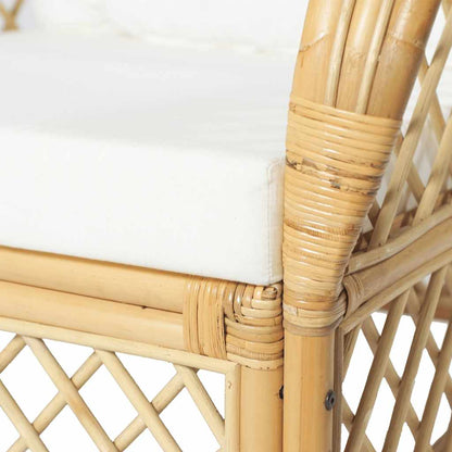 vidaXL Sessel mit Kissen Natürliches Rattan und Leinen