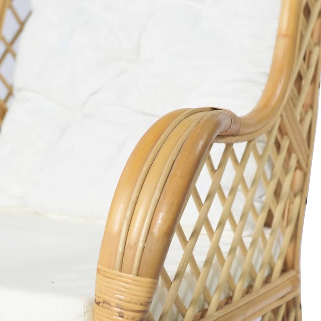 vidaXL Sessel mit Kissen Natürliches Rattan und Leinen