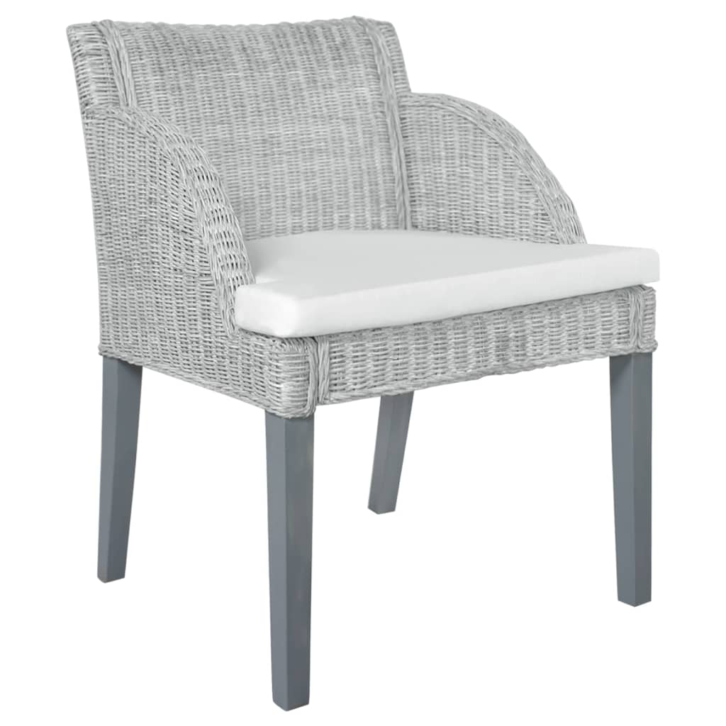 vidaXL Chaise de salle à manger avec coussin gris rotin naturel